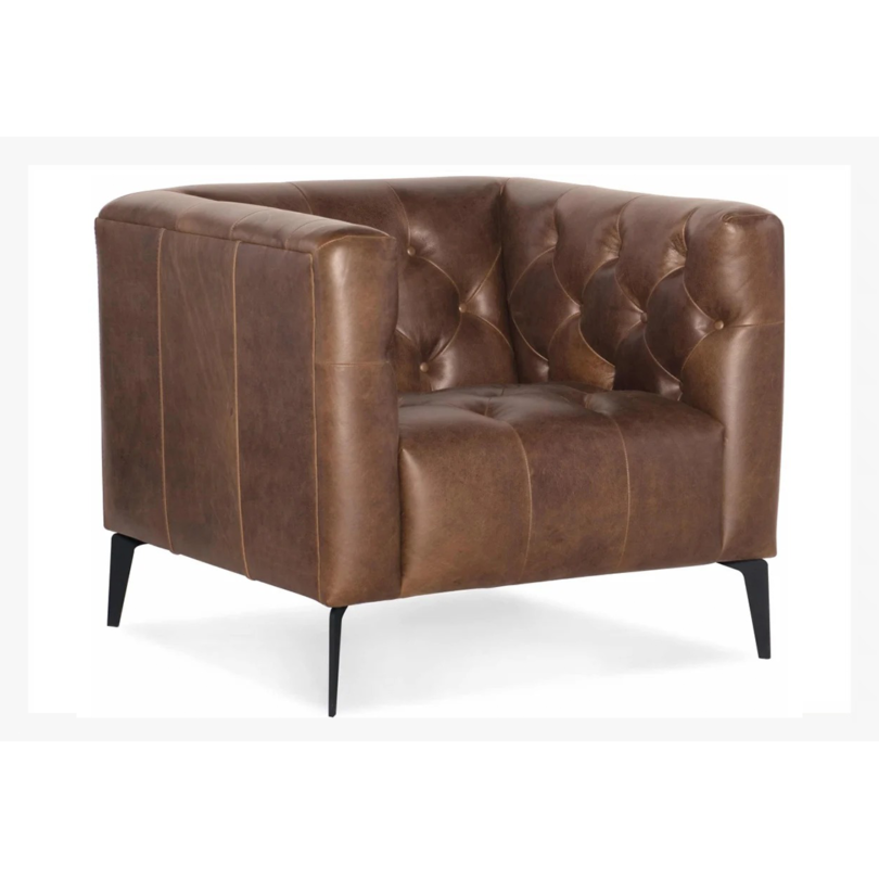 Leather Club Chair in Brown - Image 2
