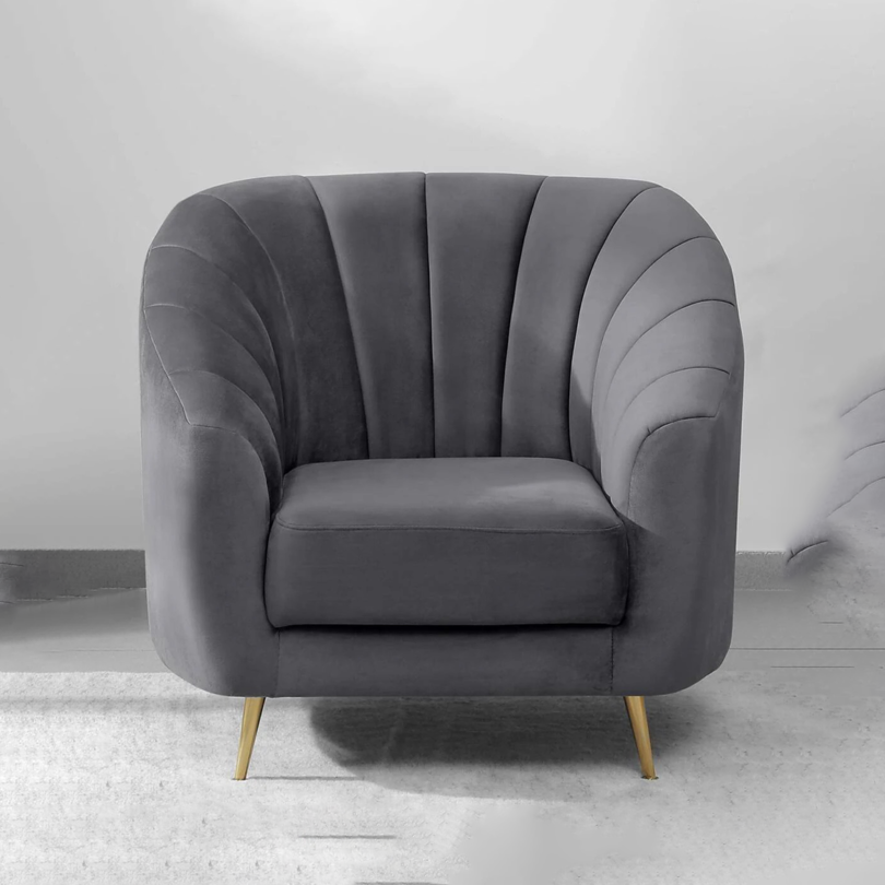 Velvet 1 Seater Sofa In Fossil Grey Colour - Image 2
